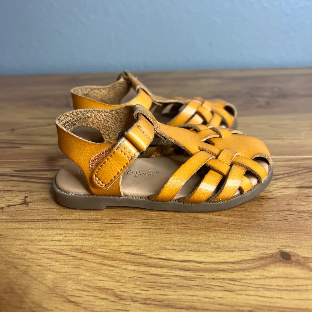 Cat & Jack Sandals Toddler‎ 5 Tan Fisherman Huarache Caged Closed Toe